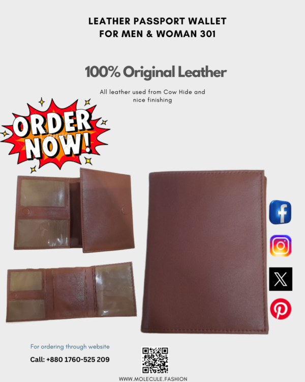 LEATHER PASSPORT WALLET FOR MEN & WOMAN 201 - Image 2