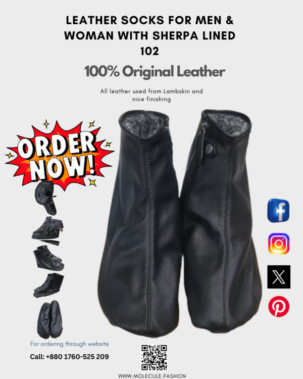 LEATHER SOCKS FOR MEN & WOMAN WITH SHERPA LINED 102 - Image 5