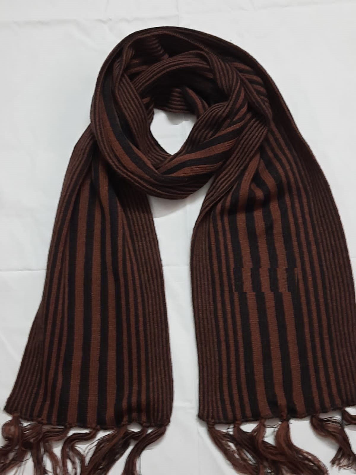 YARN: 100% ACRYLIC GG: 3 COLOR: MULTI SIZE:              S-----M-----L-----XL LENGTH    122"--124"--126"--128" WIDTH         8"----8"-----8"-----8" WARNING NOTE TO USE: ***DO NOT WASH WITH HOT WATER/BOILED WATER, IF USE THIS WILL BE MELTED, PLEASE USE WOOL DETERGENT, SURF EXCEL ***DO NOT IRON BY ELECTRIC IRON, PLEASE USE STEAM IRON ***HOW TO WASHING MACHINE WOOL SWEATERS? 1. WOOL CAN SAFELY BE WASHED IN A WASHING MACHINE IN THE COMFORT OF YOUR OWN HOME. THIS INCLUDES SWEATERS, PANTS, SOCKS AND BLANKETS. 2. CHECK YOUR GARMENT'S CARE CLAIM SAYS THAT YOU CAN MACHINE WASH YOUR WOOL SWEATER, THEN IT MEANS IT CAN SAFELY BE MACHINE WASHED IN A WASHING MACHINE MULTIPLE TIMES, WITHOUT SHRINKAGE TAKING PLACE. 3. TURN YOUR WOOL SWEATER INSIDE OUT, OR USE A LAUNDRY BAG 4. ADD A WOOL DETERGENT, PREFERABLY A WOOLMARK-APPROVED DETERGENT. 5. SET YOUR CYCLE TO THE WOOL SETTING. IF YOUR WASHING MACHINE DOES NOT HAVE A WOOL CYCLE, THEN IT IS RECOMMENDED TO USE THE COLD WATER WASH OR WASH CYCLE FOR DELICATES. ***HOW TO HAND WASH WOOL SWEATERS? 1. FILL A TUB WITH CLEAN, LUKEWARM WATER 2. ADD A WOOL DETERGENT (SURF EXCEL), PREFERABLY A WOOLMARK-APPROVED DETERGENT. 3. SOAK WOOL GARMENT FOR 10 MINUTES 4. RINSE THOROUGHLY IN LUKEWARM WATER 5. RINSE AGAIN IN COLD WATER. ***HOW TO DRY WOOL SWEATERS KNITWEAR - SUCH AS SWEATERS - SHOULD BE FLAT-DRIED IN THE SHADE.